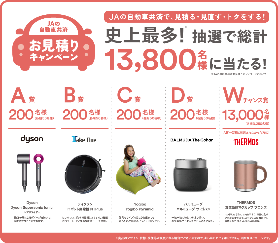 自動車共済。JAで見積ると見直せる・当たる・得をする。